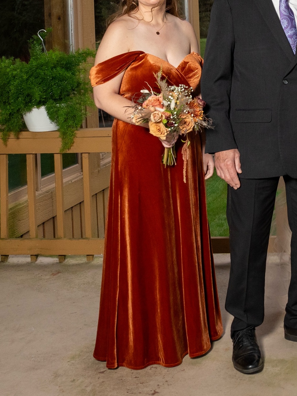Burnt Orange Velvet Dress